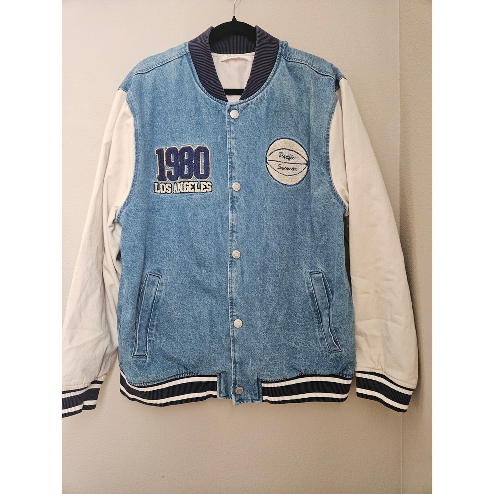 PacSun Varsity Jacket Mens XL Blue Denim Excellent 1980 LA 201H0214020PC